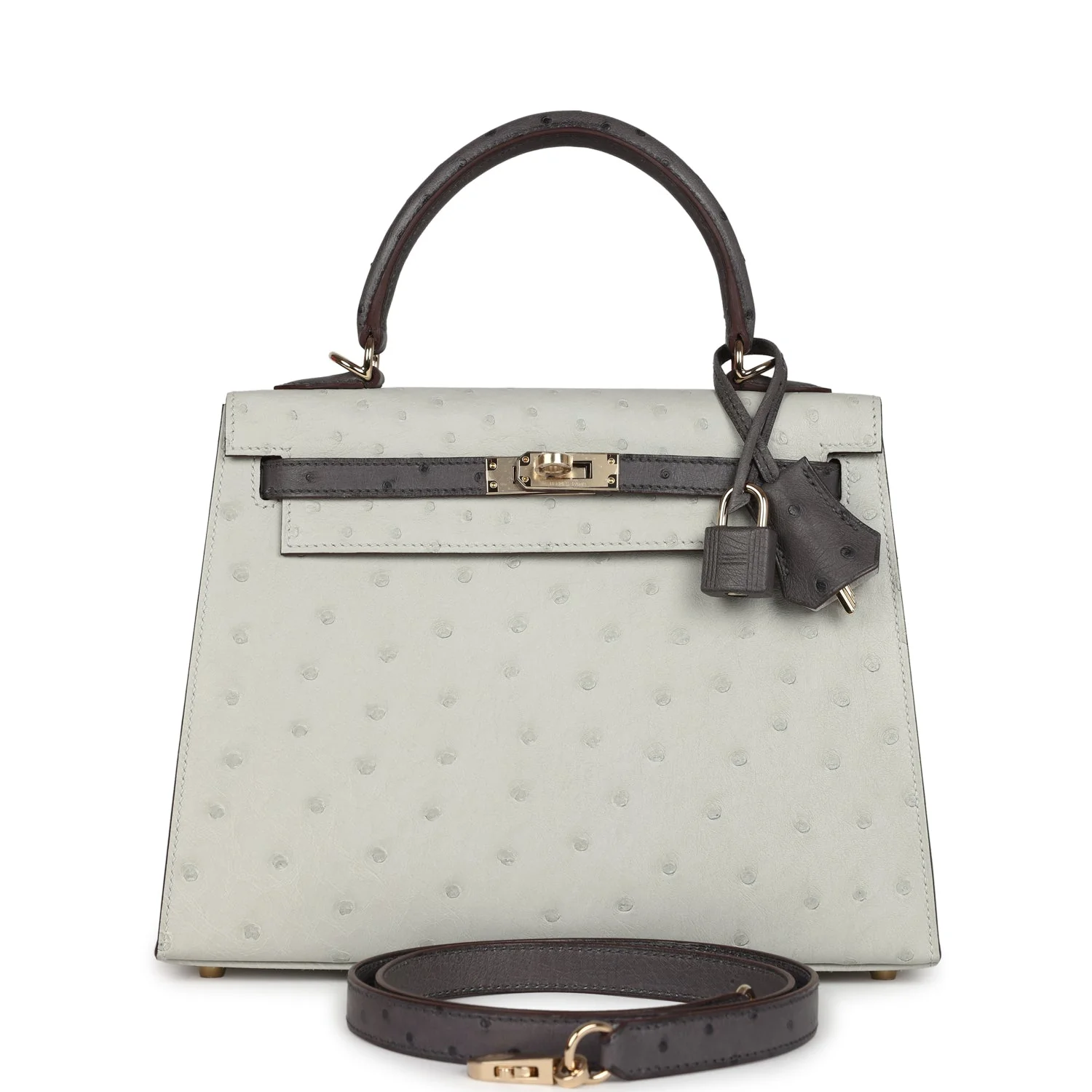937C2546-D813-3446-948A-6B72C78FC2B6.webp Hermes Special Order (HSS) Kelly Sellier 25 Gris Perle and Graphite Ostrich Permabrass Hardware - Image 1