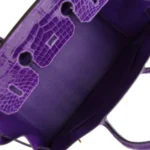 Hermes Birkin 35 Ultraviolet Shiny Porosus Crocodile Gold Hardware - Image 8