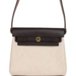 Hermes Herbag Zip 20 Mini Ecru and Beige Toile H Canvas and Ebene Vache Hunter Gold Hardware