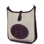 Hermes Evelyne III PM Cassis Clemence and Ecru Toile H Palladium Hardware - Image 5