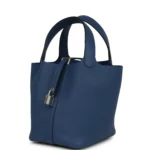 Hermes Picotin Lock 18 Bleu Tie Clemence Palladium Hardware - Image 5