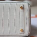 Hermes Birkin platinum bag, white color, glossy crocodile skin, gold clasp, 25cm customization - Image 7