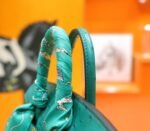 Herm&egrave;s Birkin platinum bag, emerald green color, South African ostrich leather, fully hand-sewn, gold buckle, 25cm long customization - Image 8
