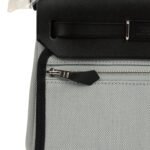 Hermes Herbag Zip 20 Mini Gris Pantin Toile Militaire Canvas and Black Vache Hunter Palladium Hardware - Image 7