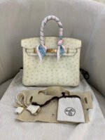 Herm&egrave;s Birkin 25-30 Cream Ostrich Leather