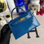 Kelly2 Mini 19 American crocodile skin Blue - Image 8
