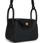 Hermes Mini Lindy II Black Clemence Gold Hardware - Image 2