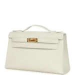 Hermes Kelly Pochette White Swift Gold Hardware - Image 5