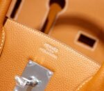 Hermes  Birkin platinum bag, golden brown color, Togo style fully hand-sewn silver buckle 29-42cm long customization - Image 8