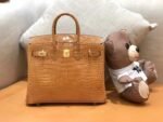 Herm&egrave;s Birkin 25cm, Tahitian gold, first-class American crocodile, gold clasp, original honeycomb thread, top-quality craftsmanship customization - Image 2