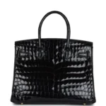 Hermes Birkin 30 Black Shiny Crocodile Niloticus Gold Hardware - Image 4