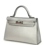 Hermes Kelly Sellier 20 Argent Chevre Chamkilight Palladium Hardware - Image 3