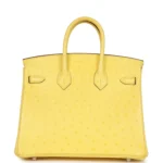 Hermes Birkin 25 Jaune Citron Ostrich Palladium Hardware - Image 4