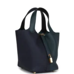 Hermes Picotin Lock 18 Casaque Bleu Nuit and Vert Cypress Clemence Gold Hardware - Image 2