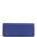 Hermes Special Order (HSS) Kelly Sellier 28 Bleu Electric and Lime Epsom Brushed Gold Hardware - Image 6