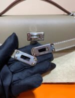 Herm&egrave;s Kelly mini 1 elephant gray silver buckle custom - Image 8