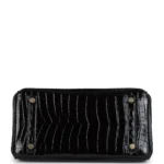Hermes Birkin 25 Black Shiny Niloticus Crocodile Gold Hardware - Image 6