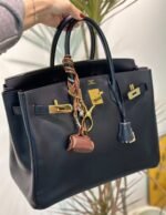 Herm&egrave;s Deep Blue BOX birkin 30-35 customized