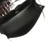 Hermes Kelly Pochette Black Shiny Porosus Crocodile Gold Hardware - Image 8