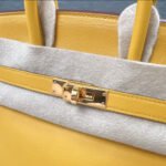 Herm&egrave;s Bikrin 25-35 Amber Yellow with Custom Gold Buckle - Image 6