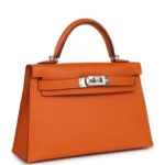 Hermes Kelly Sellier 20 Orange Epsom Palladium Hardware - Image 2