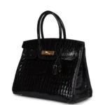 Hermes Birkin 30 Black Shiny Crocodile Niloticus Gold Hardware - Image 5
