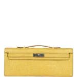 Hermes Kelly Cut Mimosa Matte Alligator Palladium Hardware