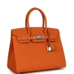 Hermes Birkin Sellier 30 Orange Epsom Palladium Hardware - Image 2