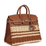 Hermes Picnic Birkin 25 Gold Swift and Stripe Wicker Palladium Hardware - Image 2