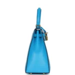 Hermes Kelly Sellier 25 Bleu Frida Chevre Gold Hardware - Image 3