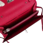 Hermes Kelly Wallet To Go Rose Mexico Chevre Palladium Hardware - Image 8