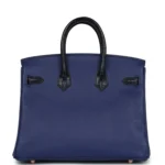Hermes Birkin 25 Bleu Saphir Taurillion Novillo and Bleu Marine Matte Alligator Touch Rose Gold Hardware - Image 4