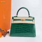 Herm&egrave;s Kelly 25 Alligator Vert Emerald customization - Image 3