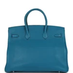 Hermes Birkin 35 Bleu Izmir Verso Clemence Palladium Hardware - Image 4