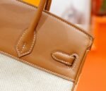 Hermes Birkin gold-brown Swift combination. Original canvas. Gold buttons. Fully hand-sewn. 25cm. customization - Image 7