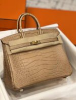 Hermes Birkin 25-30 tea-colored gold buckle, matte crocodile leather lining customization - Image 2