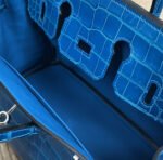 Herm&egrave;s Brikin 25-30 Izmir Blue Shiny Crocodile Leather - Image 3