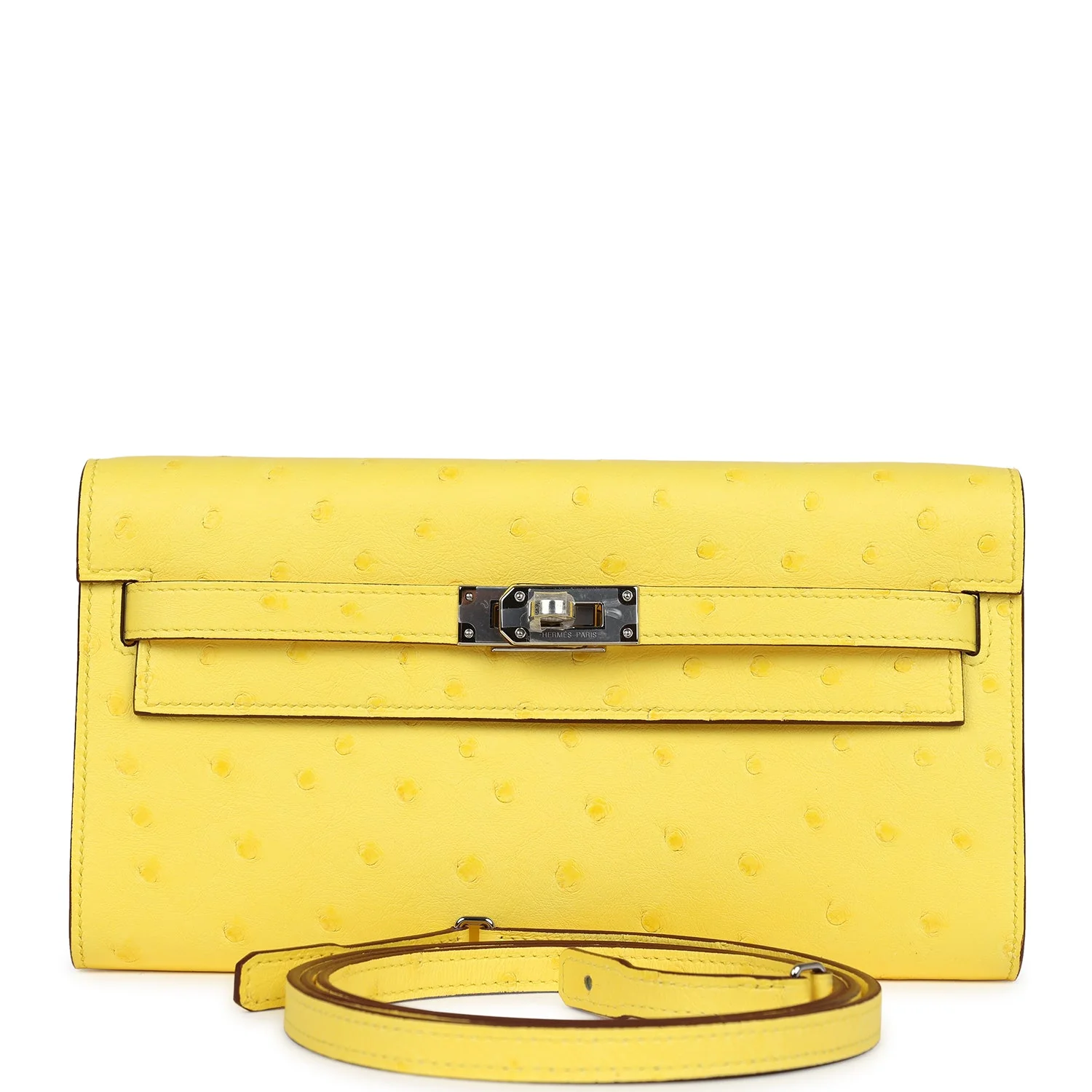 A7B583D6-3B0B-274E-8904-16B992D1A858.webp Hermes Kelly To Go Wallet Jaune Citron Ostrich Palladium Hardware - Image 1