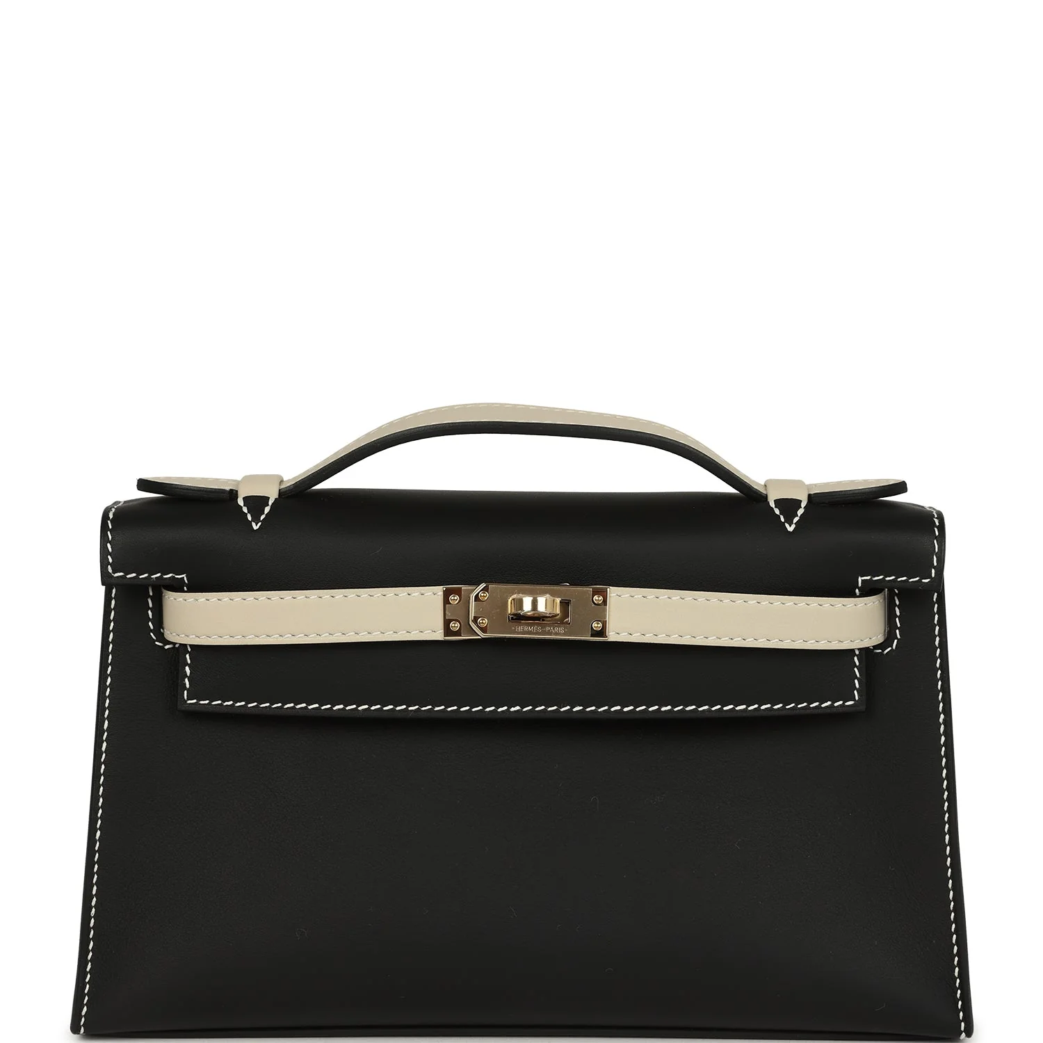 A7DD25D1-AE08-CEA2-DF47-D37EDEAA6164.webp Hermes Special Order (HSS) Kelly Pochette Black and Beton Swift Permabrass Hardware - Image 1