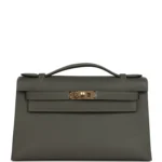 Hermes Special Order (HSS) Kelly Pochette Gris Meyer Verso Swift Permabrass Hardware