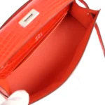 Hermes Kelly Pochette Orange Poppy Shiny Alligator Palladium Hardware - Image 8