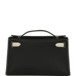 Hermes Special Order (HSS) Kelly Pochette Black and Beton Swift Permabrass Hardware - Image 4