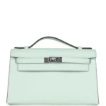 Hermes Kelly Pochette Vert Peppermint Swift Palladium Hardware