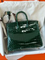 Herm&egrave;s Birkin 25-35 Emerald Bay Crocodile Leather - Image 6