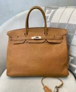 Herm&egrave;s Bikrin 35-40 gold brown silver buckle custom