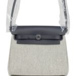 Hermes Herbag Zip 20 Mini Ecru and Ardoise Toile H Canvas and Ardoise Vache Hunter Palladium Hardware