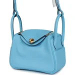 Hermes Mini Lindy Celeste Swift Gold Hardware - Image 5