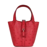 Hermes Micro Picotin Lock 14 Bougainvillea Ostrich Palladium Hardware