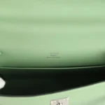 Hermes Kelly Pochette Vert Criquet Swift Palladium Hardware - Image 7