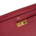 Hermes Kelly Wallet To Go Rouge Grenat Epsom Gold Hardware - Image 8
